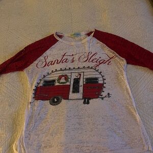 Southern Grace Santa's Sleigh Red and White Women’s Raglan Shirt